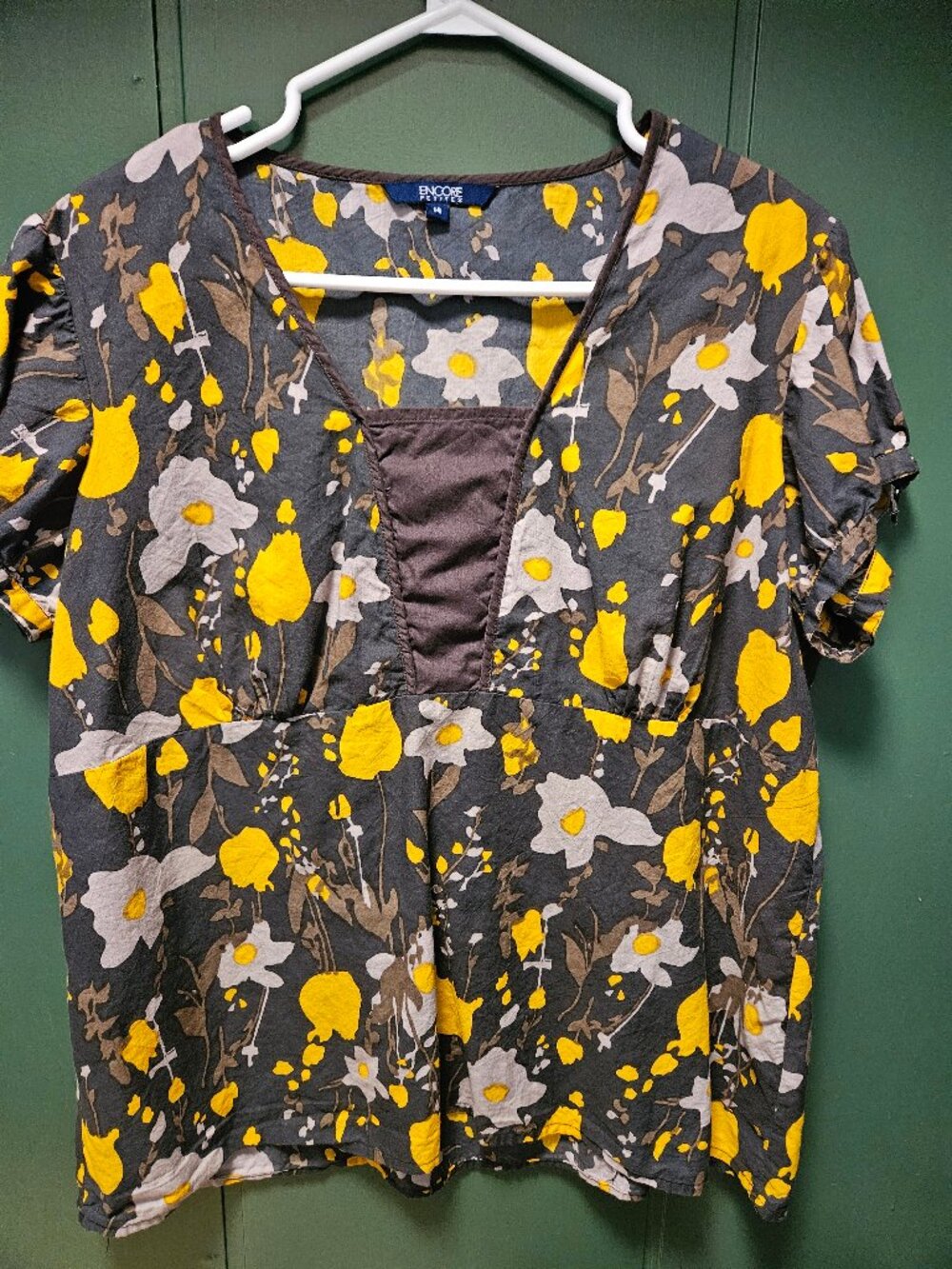 Encore Petites Women's Floral Short Sleeves Blouse Size 14